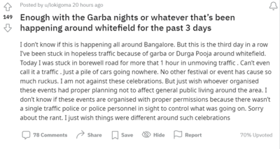 Traffic jams due to Garba Nights? This Bangalorean has had enough of it!