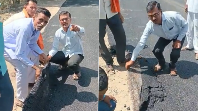 Villagers in Maharashtra lift newly built road with hands; expose the contractor of the scam